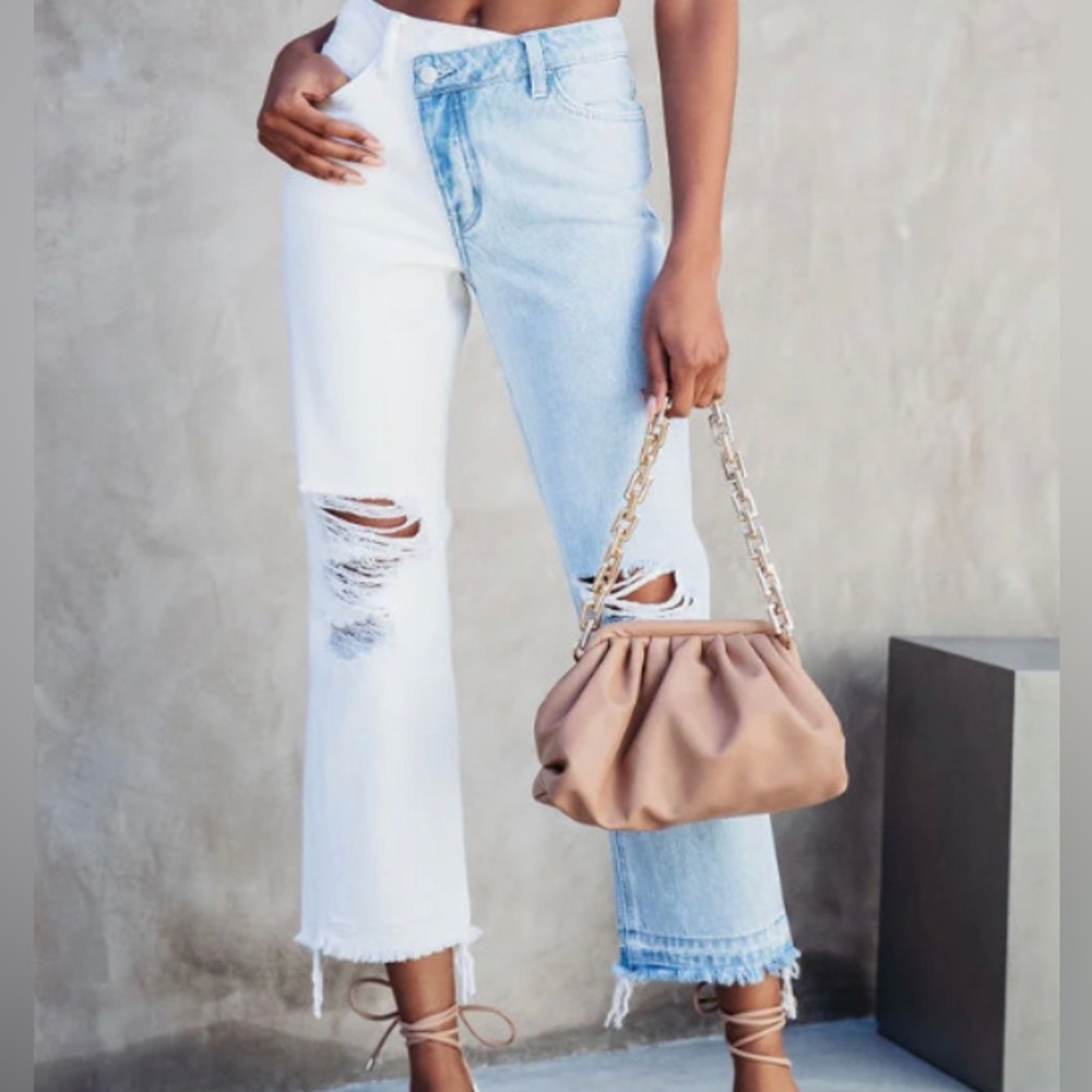 Cropped two toned jeans